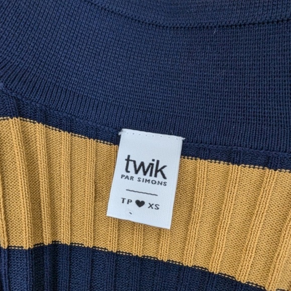 Striped Ribbed Mini Dress Long Sleeve 70’s Style Twik Soft Bodycon Tight Fitted - Picture 13 of 14